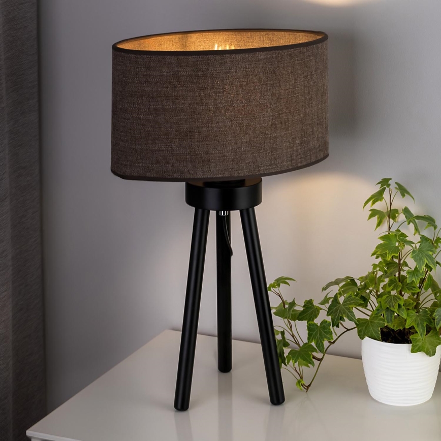 Duolla - Candeeiro de mesa OVAL 1xE27/15W/230V diâmetro 30 cm castanho