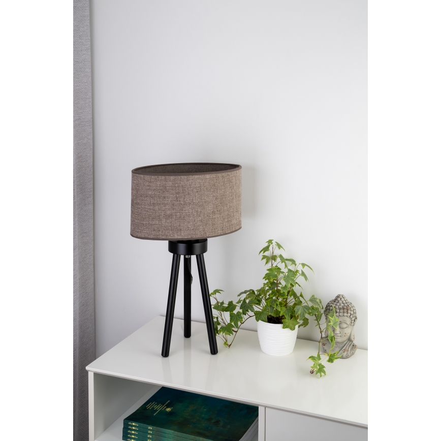 Duolla - Candeeiro de mesa OVAL 1xE27/15W/230V diâmetro 30 cm castanho
