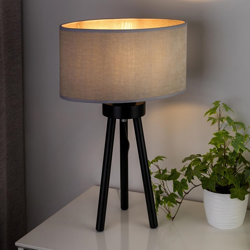 Duolla - Candeeiro de mesa OVAL 1xE27/15W/230V diâmetro 30 cm cinzento