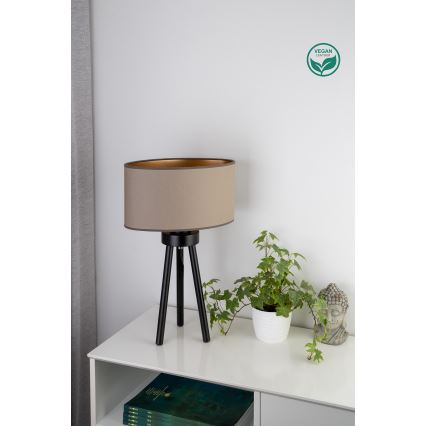 Duolla - Candeeiro de mesa OVAL VEGAN 1xE27/15W/230V diâmetro 30 cm bege