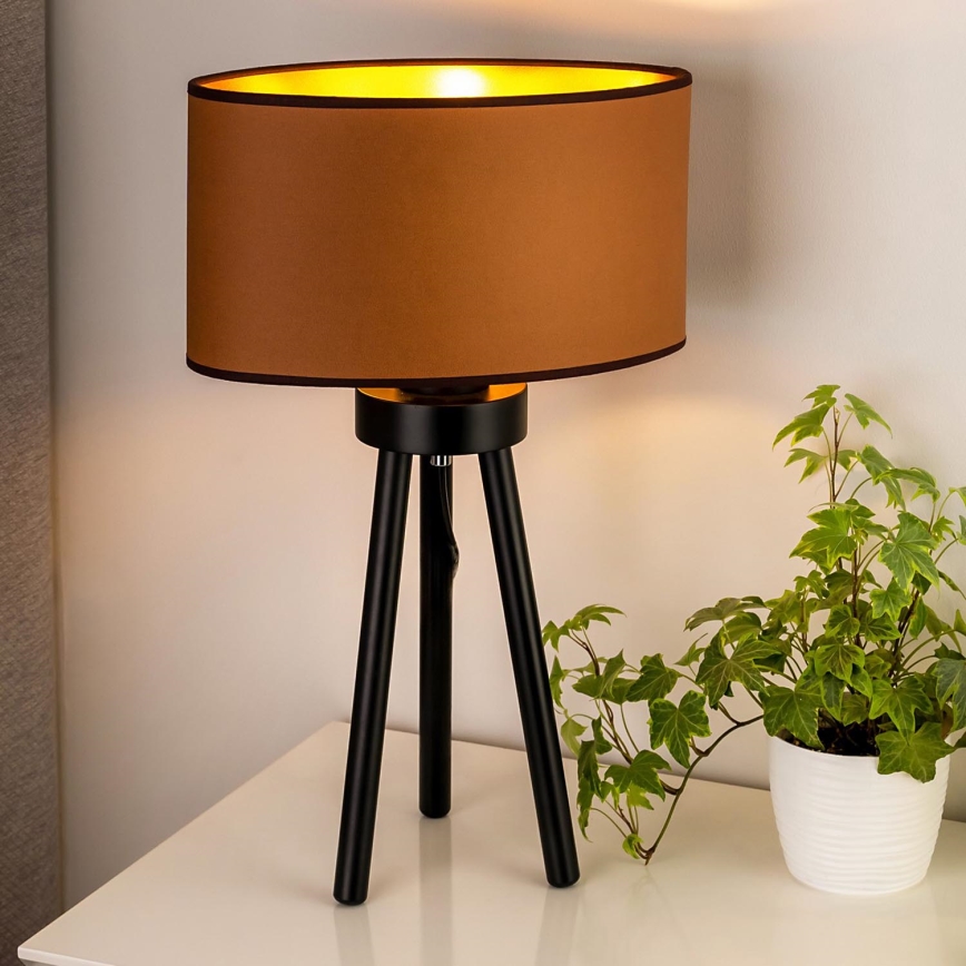 Duolla - Candeeiro de mesa OVAL VEGAN 1xE27/15W/230V diâmetro 30 cm castanho