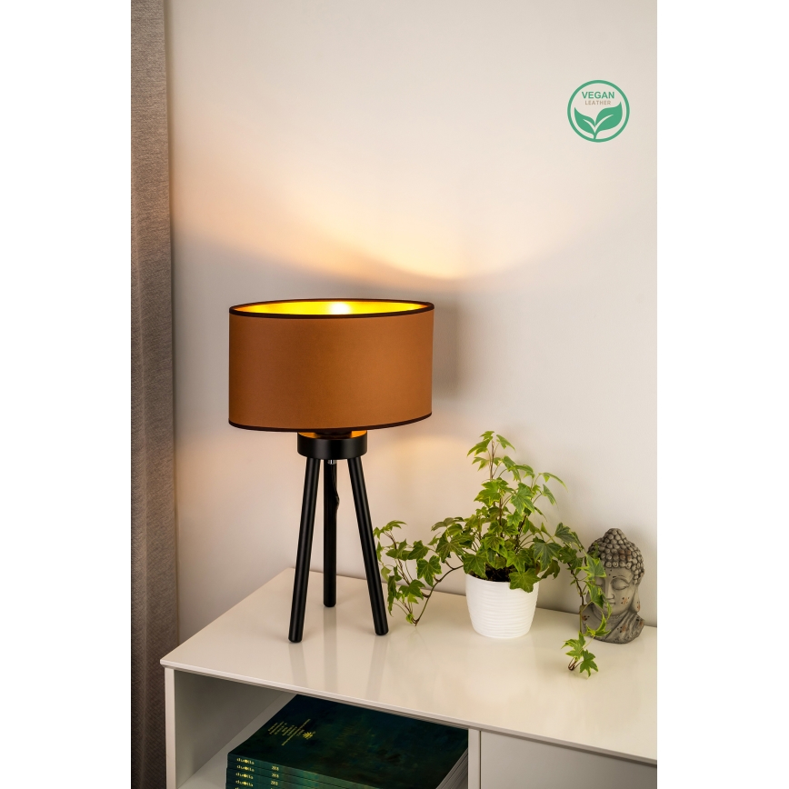 Duolla - Candeeiro de mesa OVAL VEGAN 1xE27/15W/230V diâmetro 30 cm castanho