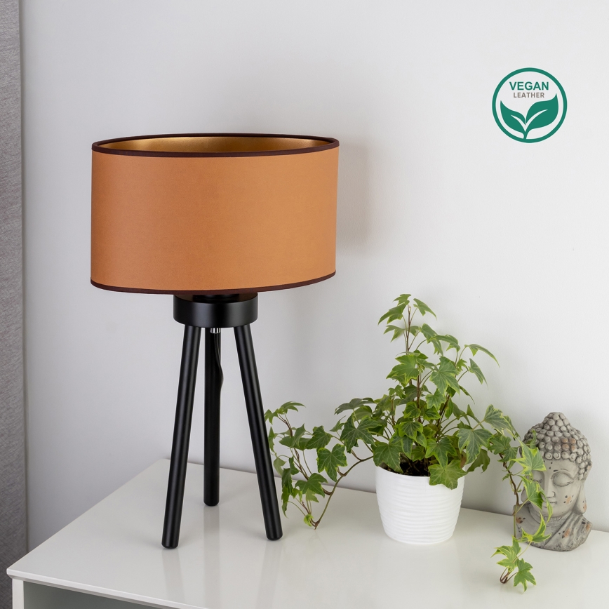 Duolla - Candeeiro de mesa OVAL VEGAN 1xE27/15W/230V diâmetro 30 cm castanho