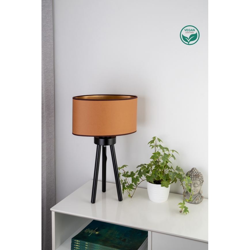 Duolla - Candeeiro de mesa OVAL VEGAN 1xE27/15W/230V diâmetro 30 cm castanho