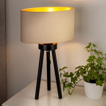 Duolla - Candeeiro de mesa OVAL VEGAN 1xE27/15W/230V diâmetro 30 cm creme
