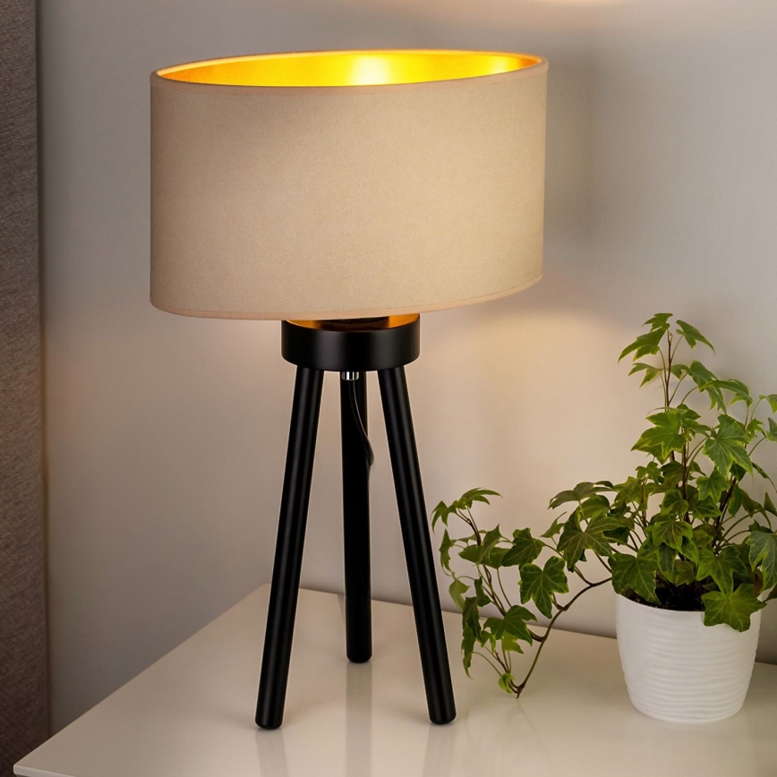 Duolla - Candeeiro de mesa OVAL VEGAN 1xE27/15W/230V diâmetro 30 cm creme