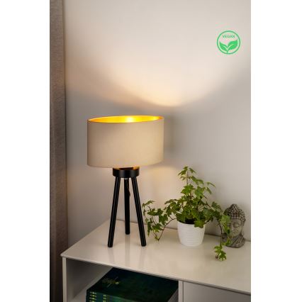 Duolla - Candeeiro de mesa OVAL VEGAN 1xE27/15W/230V diâmetro 30 cm creme