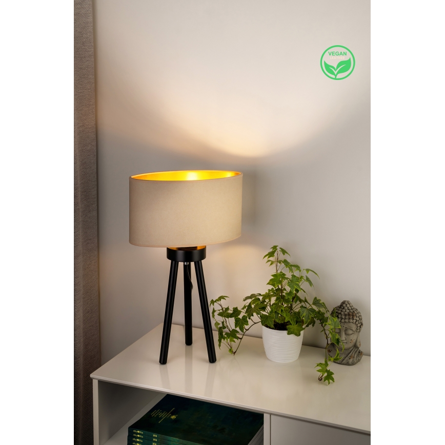 Duolla - Candeeiro de mesa OVAL VEGAN 1xE27/15W/230V diâmetro 30 cm creme