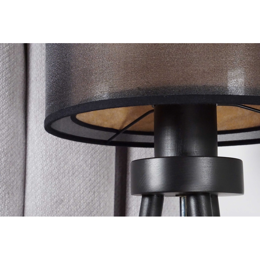 Duolla - Candeeiro de mesa WOOD BOHO 1xE27/15W/230V diâmetro 25 cm preto/bege