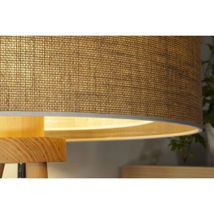 Duolla - Candeeiro de mesa YUTE BOHO 1xE27/15W/230V diâmetro 25 cm castanho/creme