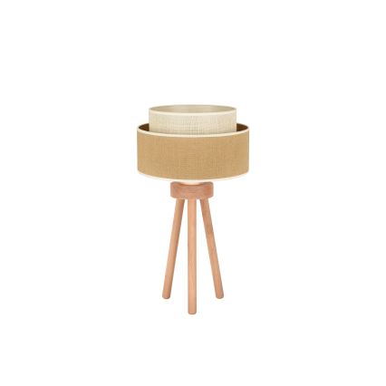 Duolla - Candeeiro de mesa YUTE BOHO 1xE27/15W/230V diâmetro 25 cm castanho/creme