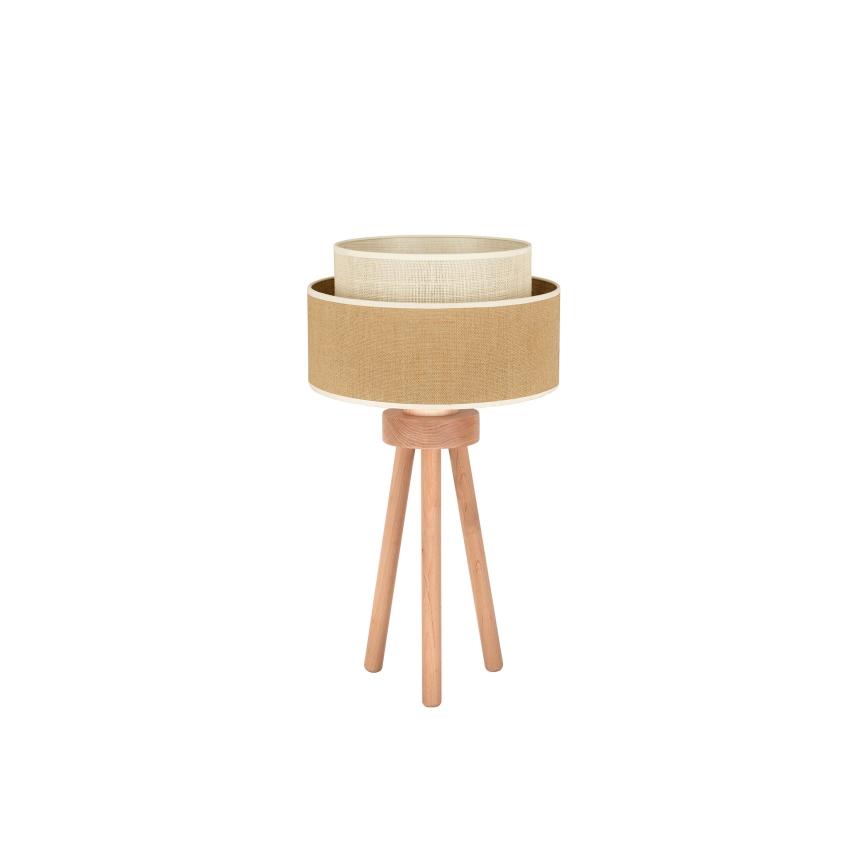 Duolla - Candeeiro de mesa YUTE BOHO 1xE27/15W/230V diâmetro 25 cm castanho/creme