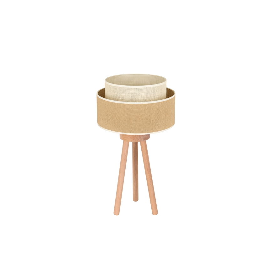Duolla - Candeeiro de mesa YUTE BOHO 1xE27/15W/230V diâmetro 25 cm castanho/creme