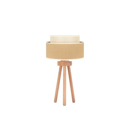 Duolla - Candeeiro de mesa YUTE BOHO 1xE27/15W/230V diâmetro 25 cm castanho/creme