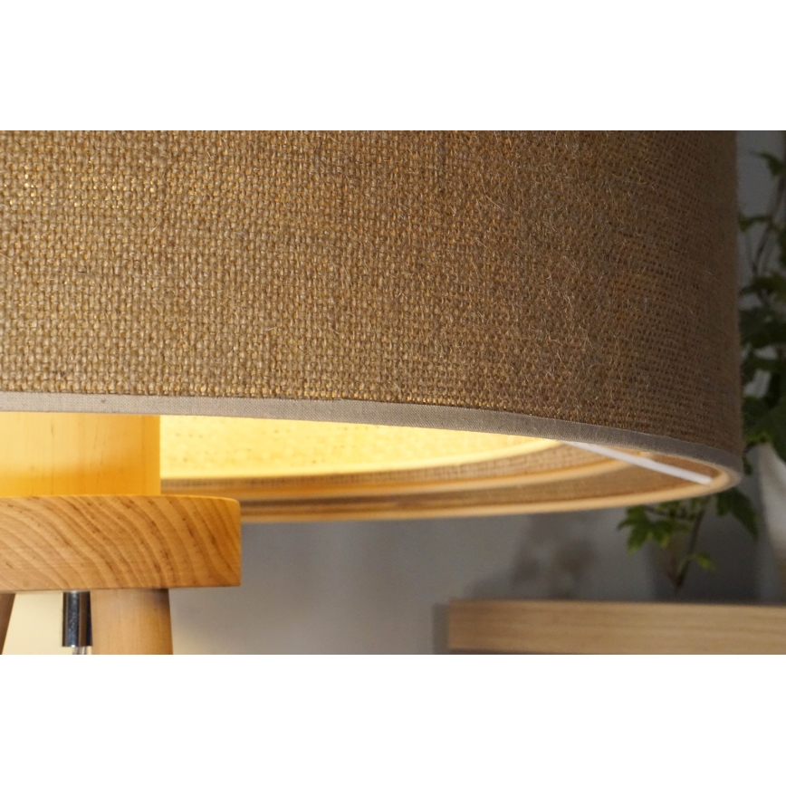 Duolla - Candeeiro de mesa YUTE TRIO 1xE27/15W/230V diâmetro 25 cm castanho/cinzento/bege
