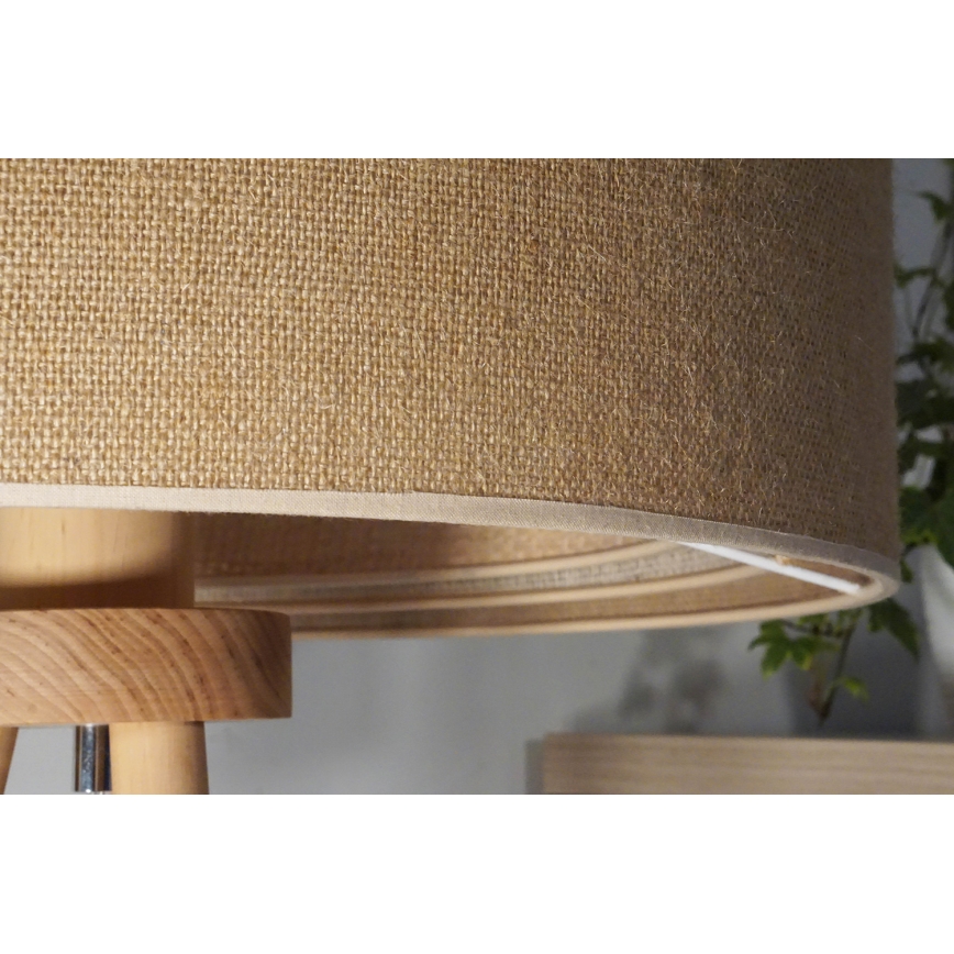 Duolla - Candeeiro de mesa YUTE TRIO 1xE27/15W/230V diâmetro 25 cm castanho/cinzento/bege
