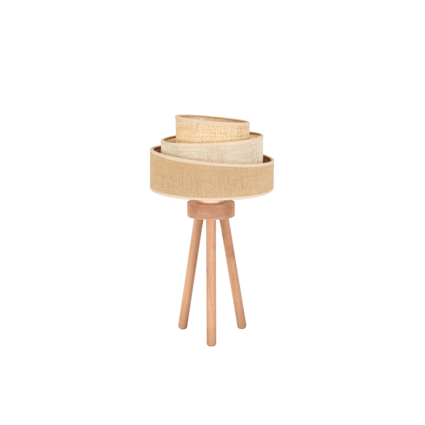 Duolla - Candeeiro de mesa YUTE TRIO 1xE27/15W/230V diâmetro 25 cm castanho/cinzento/bege