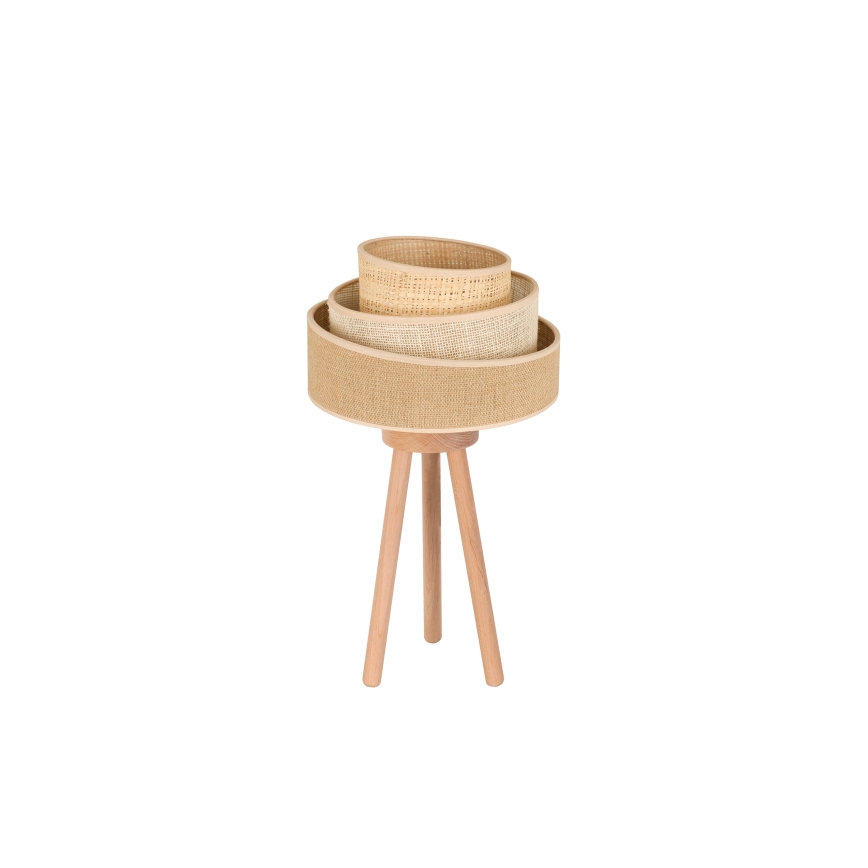 Duolla - Candeeiro de mesa YUTE TRIO 1xE27/15W/230V diâmetro 25 cm castanho/cinzento/bege
