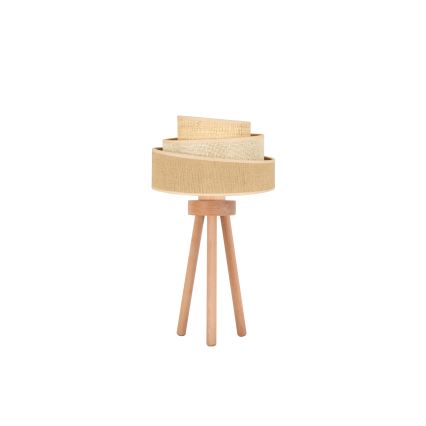 Duolla - Candeeiro de mesa YUTE TRIO 1xE27/15W/230V diâmetro 25 cm castanho/cinzento/bege