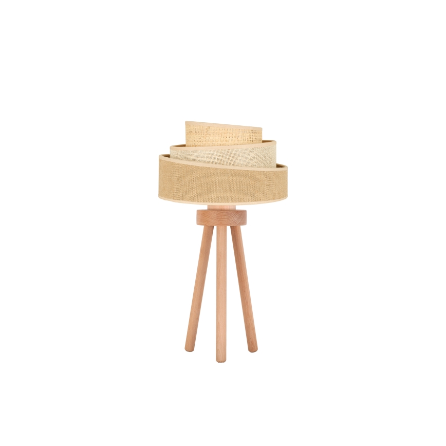 Duolla - Candeeiro de mesa YUTE TRIO 1xE27/15W/230V diâmetro 25 cm castanho/cinzento/bege