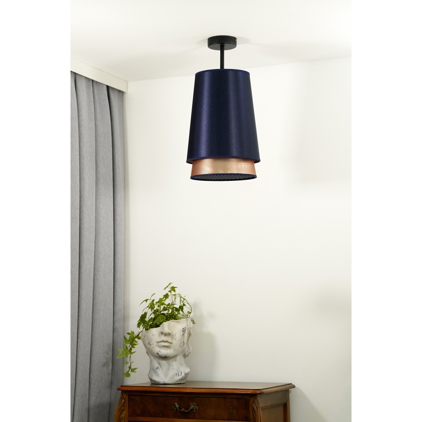 Duolla - Candeeiro integrado BELL SHINY 1xE27/15W/230V diâmetro 25 cm azul/cobre
