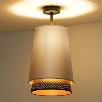Duolla - Candeeiro integrado BELL SHINY 1xE27/15W/230V diâmetro 25 cm prateado/preto
