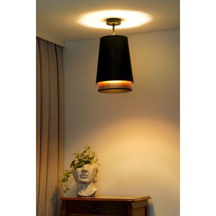 Duolla - Candeeiro integrado BELL SHINY 1xE27/15W/230V diâmetro 25 cm preto/cobre