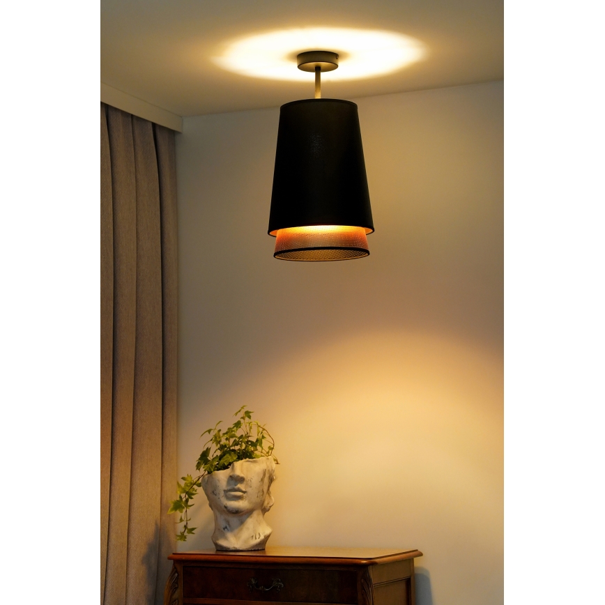Duolla - Candeeiro integrado BELL SHINY 1xE27/15W/230V diâmetro 25 cm preto/cobre