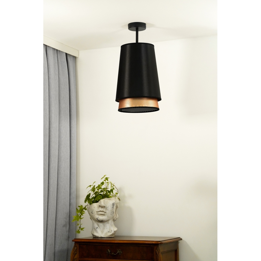 Duolla - Candeeiro integrado BELL SHINY 1xE27/15W/230V diâmetro 25 cm preto/cobre