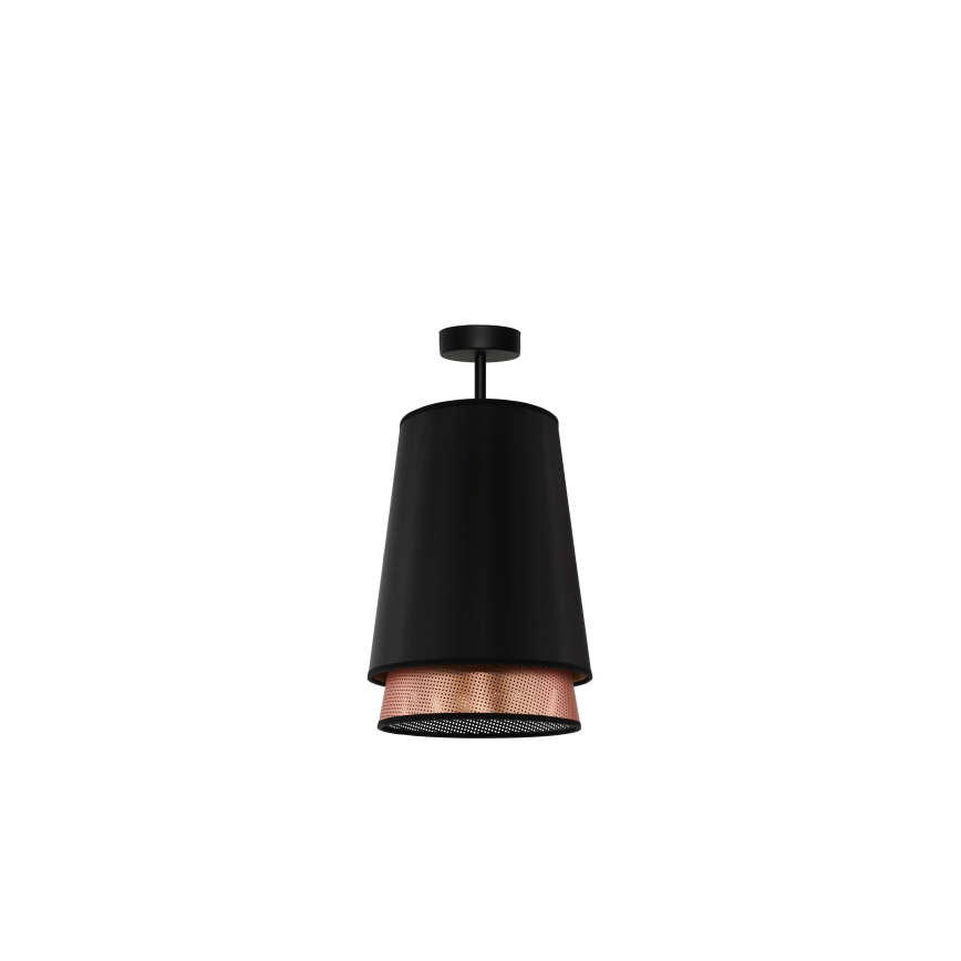 Duolla - Candeeiro integrado BELL SHINY 1xE27/15W/230V diâmetro 25 cm preto/cobre