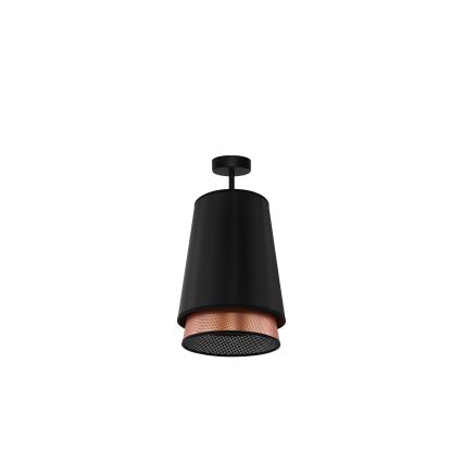 Duolla - Candeeiro integrado BELL SHINY 1xE27/15W/230V diâmetro 25 cm preto/cobre