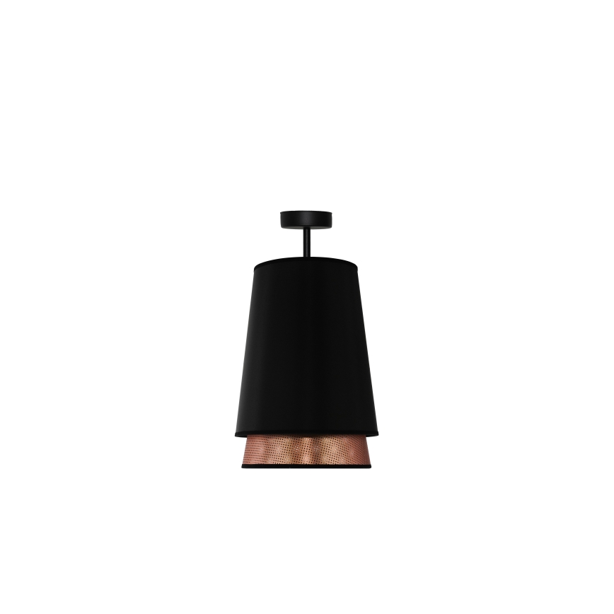 Duolla - Candeeiro integrado BELL SHINY 1xE27/15W/230V diâmetro 25 cm preto/cobre