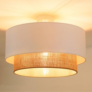 Duolla - Candeeiro integrado  BOHO 1xE27/15W/230V diâmetro 45 cm branco/castanho