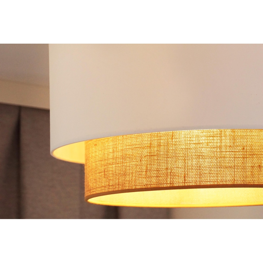 Duolla - Candeeiro integrado  BOHO 1xE27/15W/230V diâmetro 45 cm branco/castanho