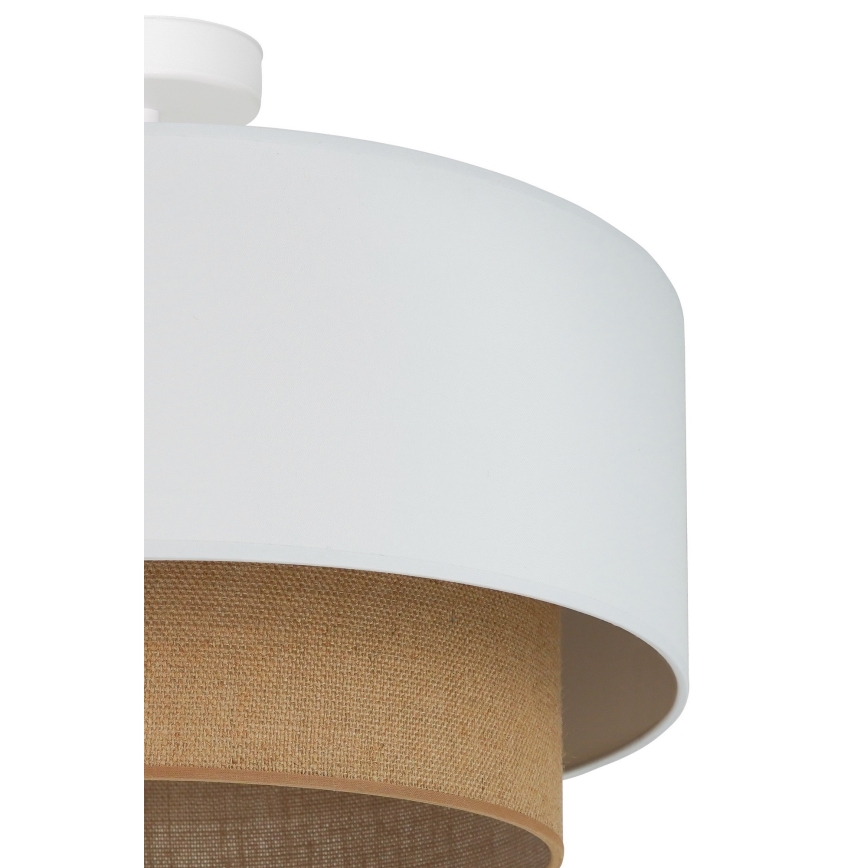 Duolla - Candeeiro integrado  BOHO 1xE27/15W/230V diâmetro 45 cm branco/castanho