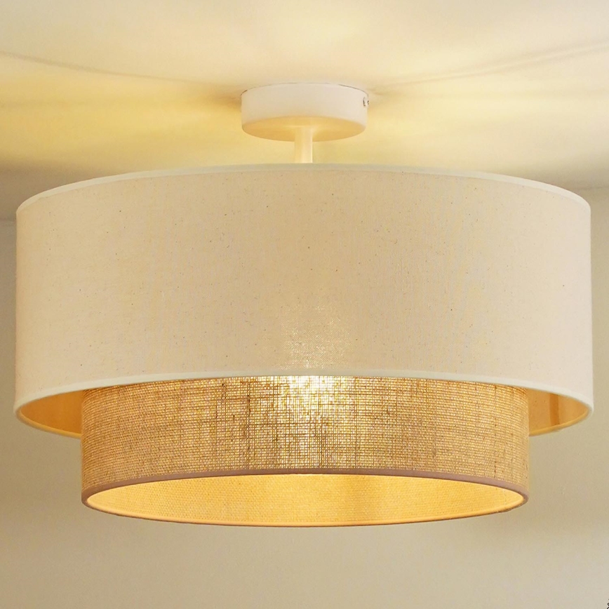 Duolla - Candeeiro integrado BOHO 1xE27/15W/230V diâmetro 45 cm creme/castanho