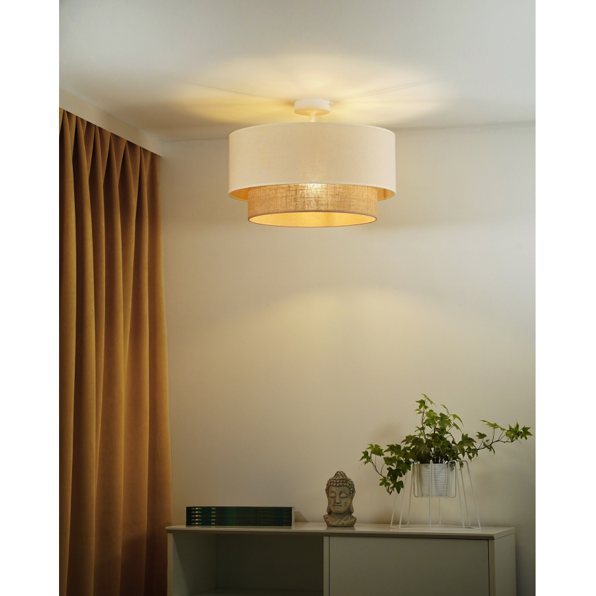 Duolla - Candeeiro integrado BOHO 1xE27/15W/230V diâmetro 45 cm creme/castanho