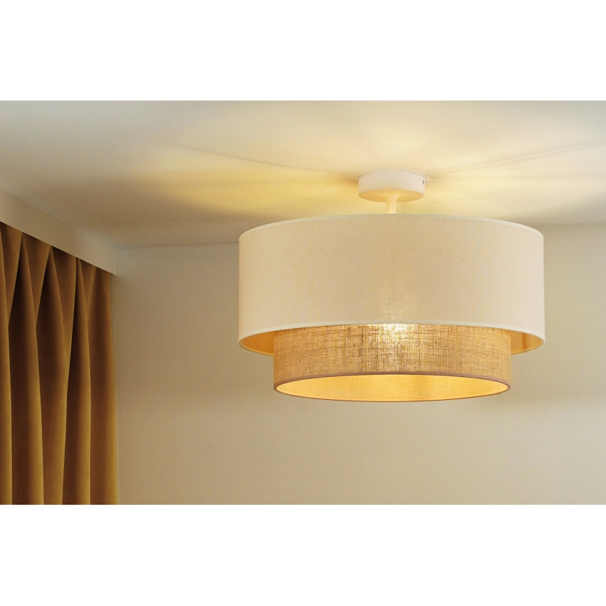 Duolla - Candeeiro integrado BOHO 1xE27/15W/230V diâmetro 45 cm creme/castanho