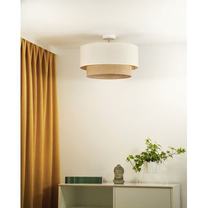 Duolla - Candeeiro integrado BOHO 1xE27/15W/230V diâmetro 45 cm creme/castanho