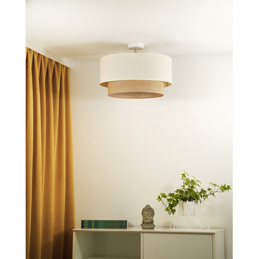 Duolla - Candeeiro integrado BOHO 1xE27/15W/230V diâmetro 45 cm creme/castanho