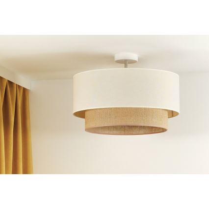 Duolla - Candeeiro integrado BOHO 1xE27/15W/230V diâmetro 45 cm creme/castanho