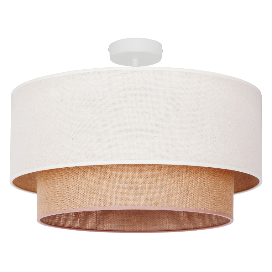 Duolla - Candeeiro integrado BOHO 1xE27/15W/230V diâmetro 45 cm creme/castanho