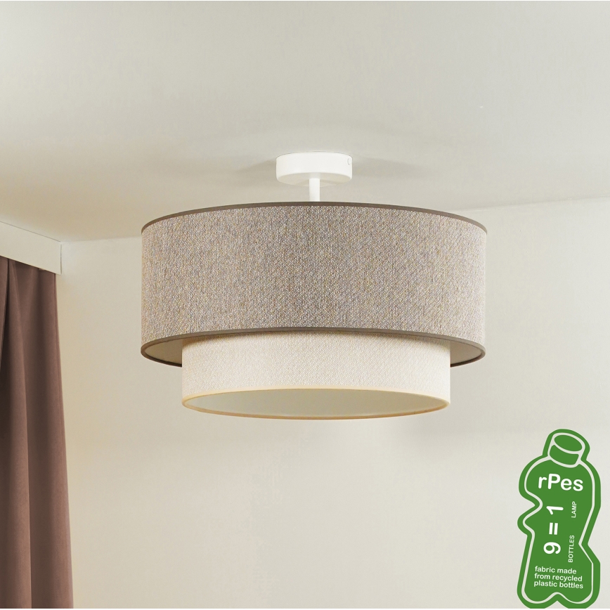Duolla - Candeeiro integrado BOHO ECO RECYCLING 1xE27/15W/230V diâmetro 45 cm castanho/creme
