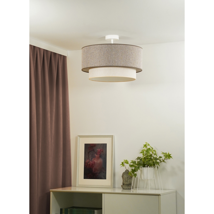 Duolla - Candeeiro integrado BOHO ECO RECYCLING 1xE27/15W/230V diâmetro 45 cm castanho/creme