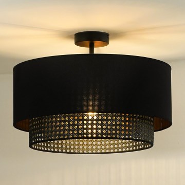 Duolla - Candeeiro integrado BOHO RATTAN 1xE27/15W/230V diâmetro 45 cm preto