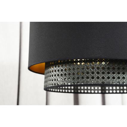 Duolla - Candeeiro integrado BOHO RATTAN 1xE27/15W/230V diâmetro 45 cm preto