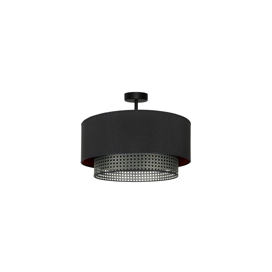 Duolla - Candeeiro integrado BOHO RATTAN 1xE27/15W/230V diâmetro 45 cm preto