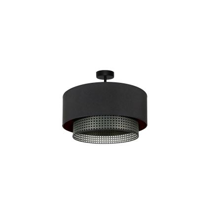 Duolla - Candeeiro integrado BOHO RATTAN 1xE27/15W/230V diâmetro 45 cm preto