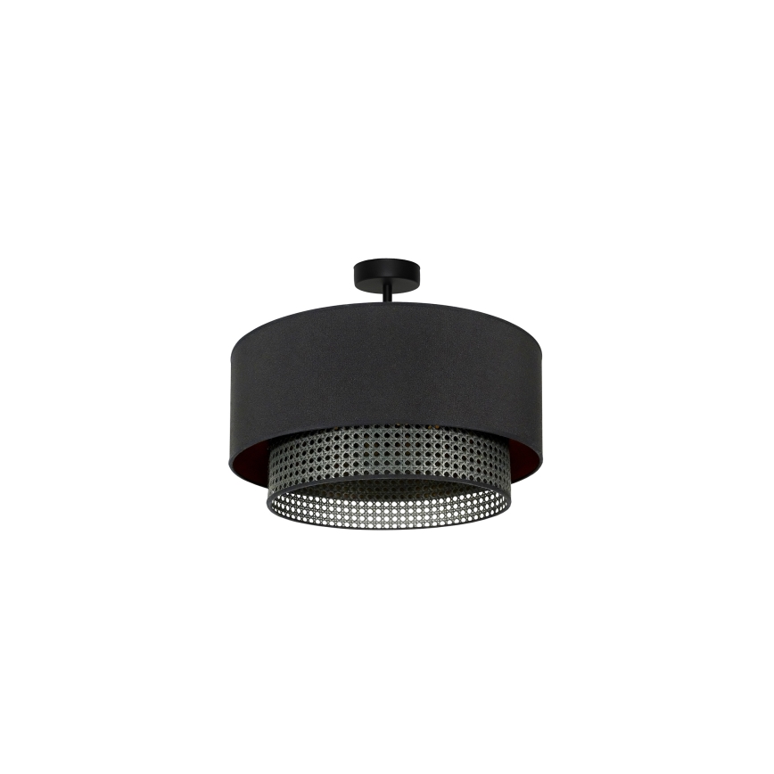 Duolla - Candeeiro integrado BOHO RATTAN 1xE27/15W/230V diâmetro 45 cm preto
