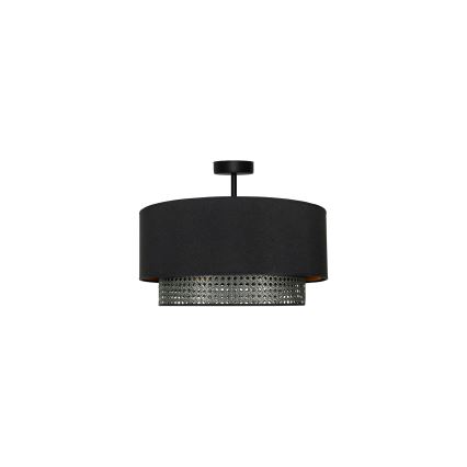 Duolla - Candeeiro integrado BOHO RATTAN 1xE27/15W/230V diâmetro 45 cm preto